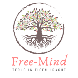 Free-mind: "Logo van Free-mind, gespecialiseerd in life coaching, massage en Access Bars behandelingen."